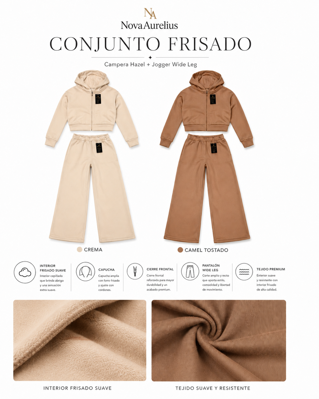 Conjunto Frisado Campera Hazel y Jogger Wide Leg