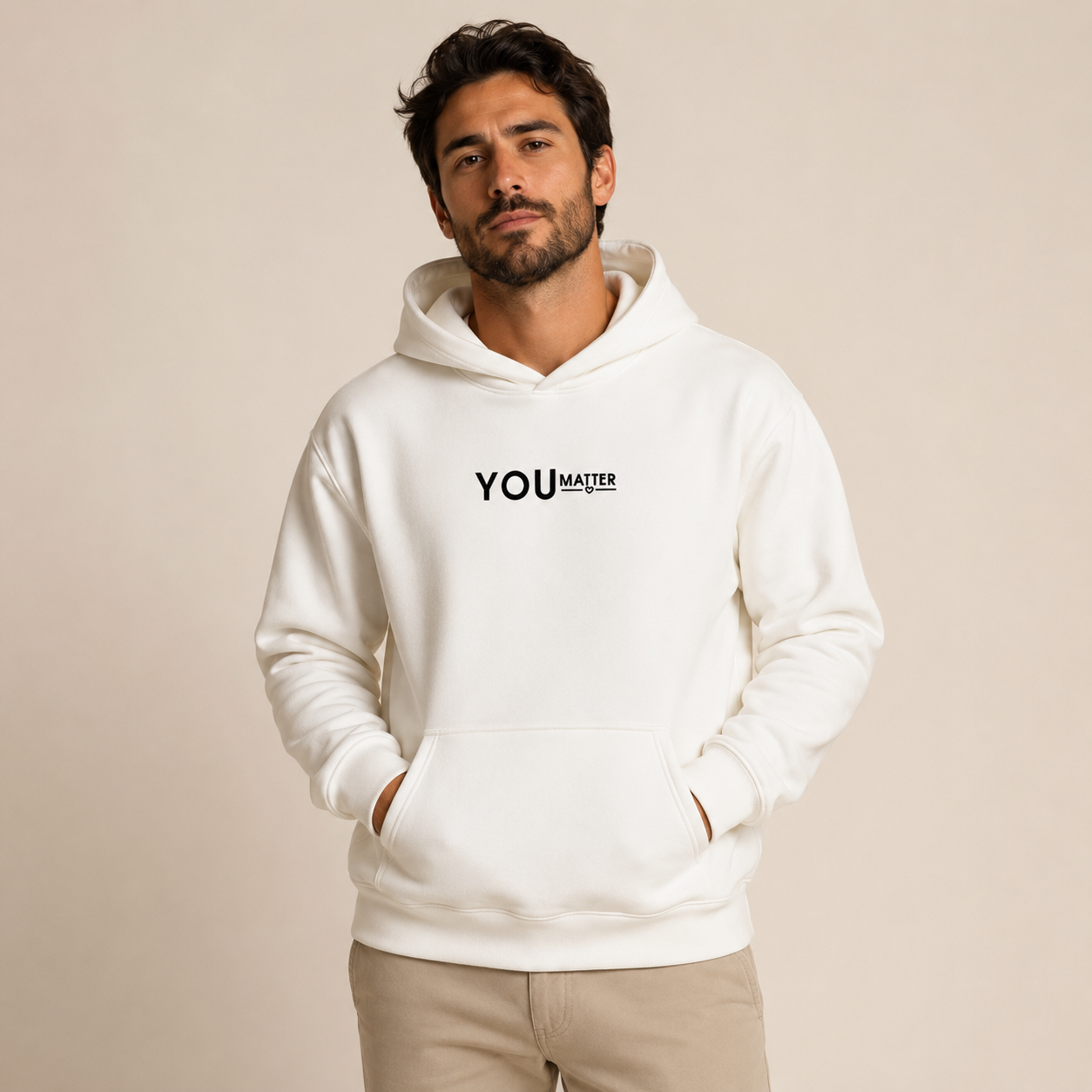 Buzo Canguro Hombre Blanco frisado Afelpado