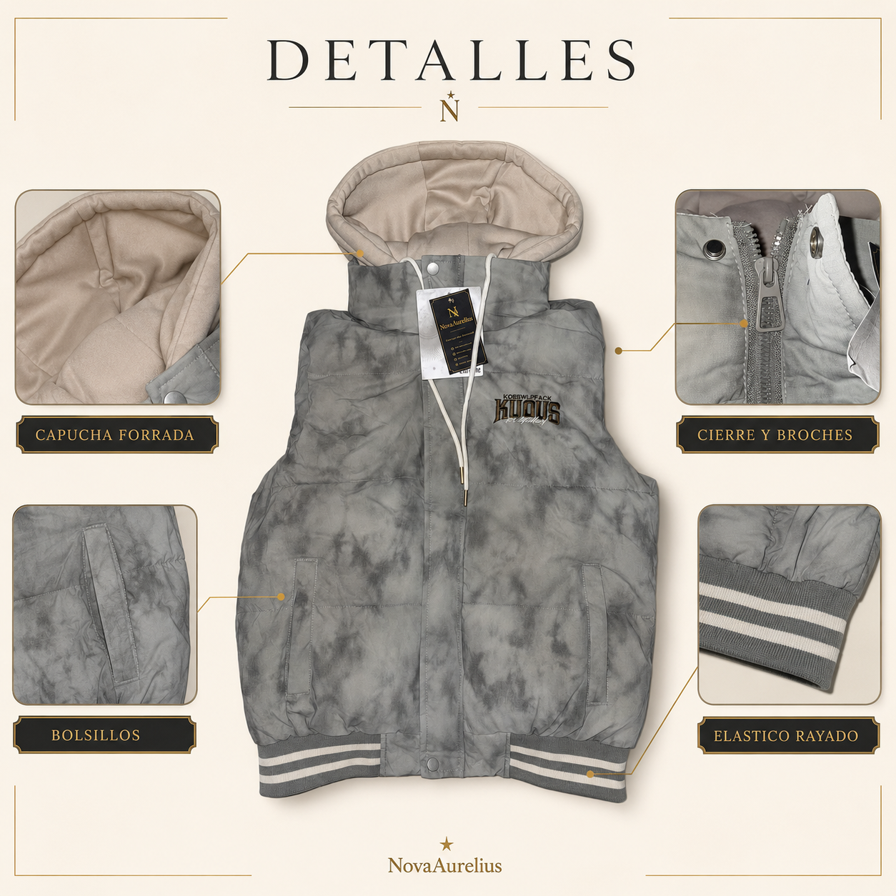 Chaleco hombre con capucha desmontable