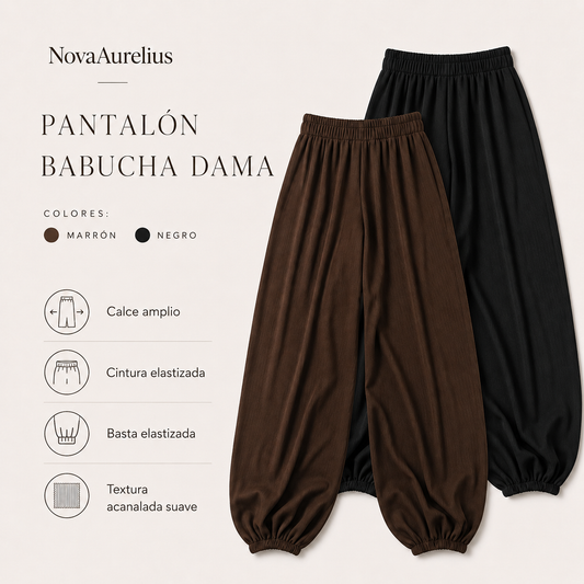 Pantalón Babucha Dama Premium – Marrón y Negro