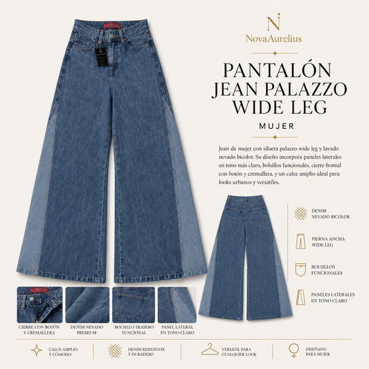 Jean Palazzo Wide Leg Nevado Mujer