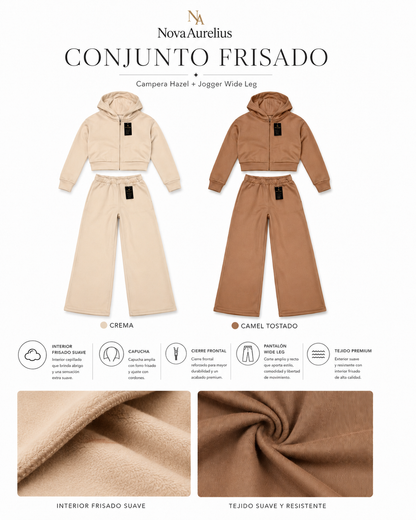 Conjunto Frisado Campera Hazel y Jogger Wide Leg