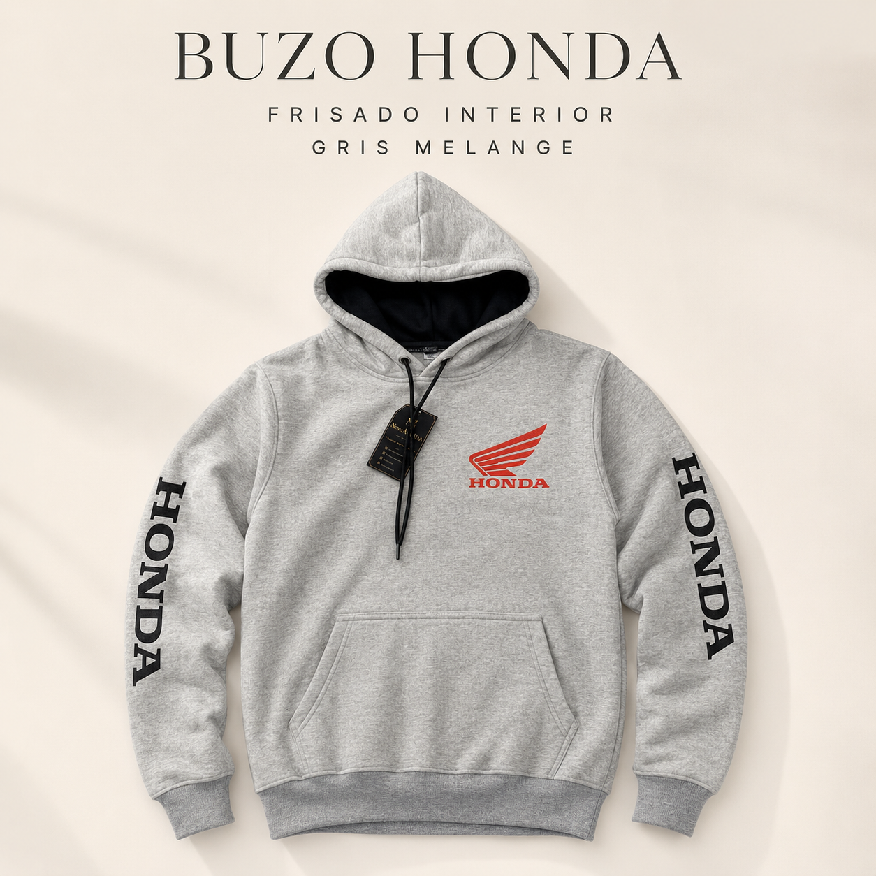 Buzo de Hombre Honda Canguro Gris Frisado con Capucha