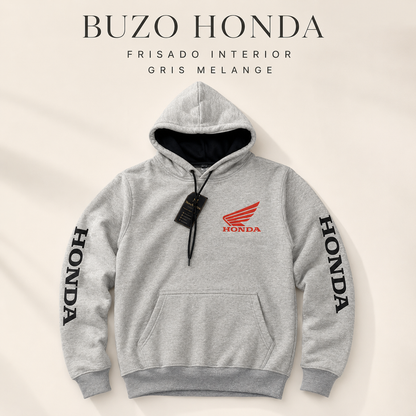 Buzo de Hombre Honda Canguro Gris Frisado con Capucha