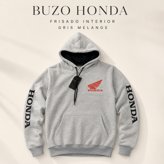 Buzo de Hombre Honda Canguro Gris Frisado con Capucha
