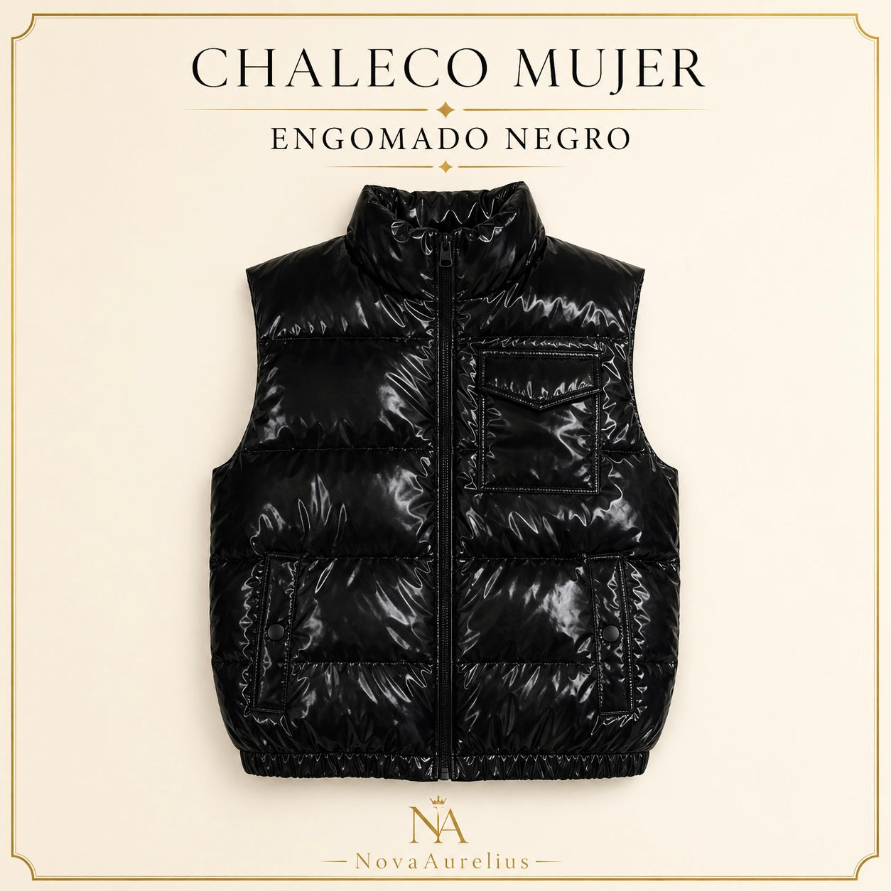 Chaleco Mujer Engomado Negro