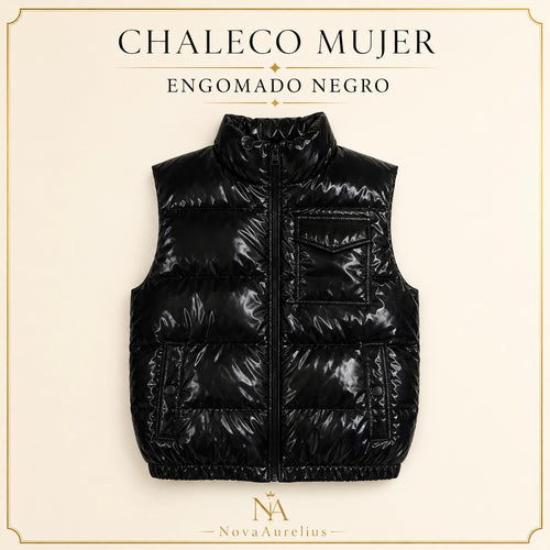 Chaleco Mujer Engomado Negro