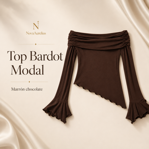 Top Bardot Modal Marrón