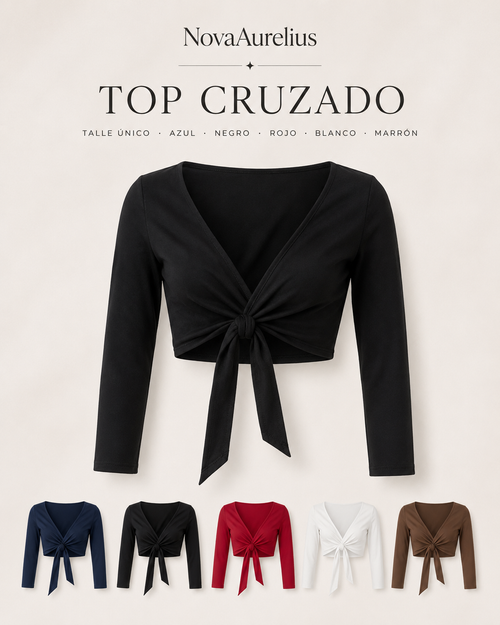 Top Cruzado Dama Talle Único – Azul, Negro, Rojo, Blanco y Marrón