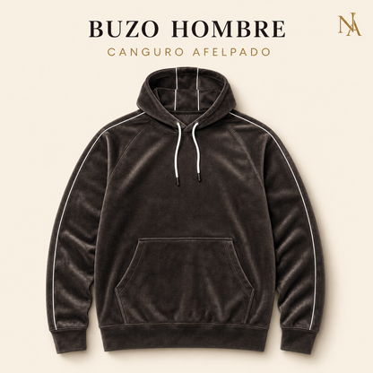 Buzo Canguro Hombre Marrón Afelpado