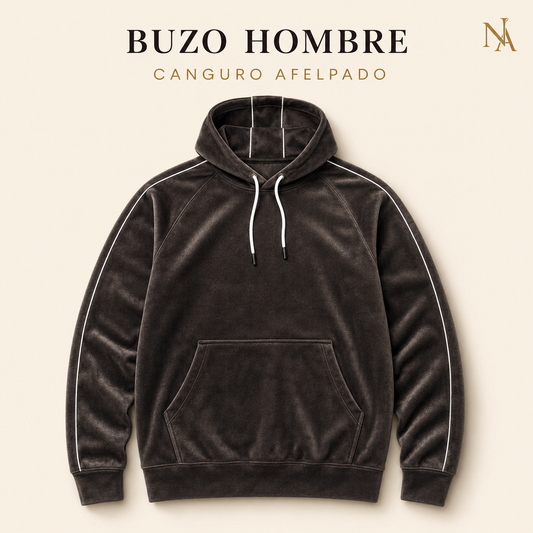 Buzo Canguro Hombre Marrón Afelpado