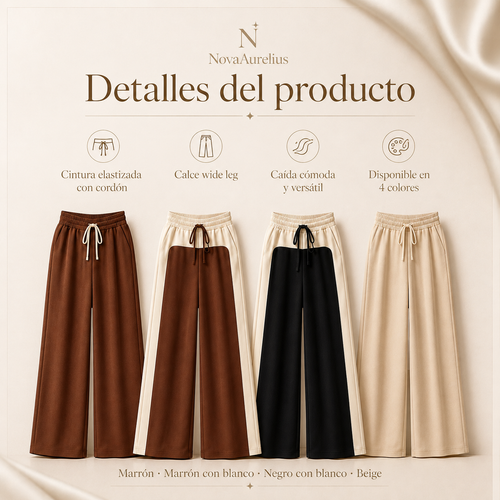 Pantalón Mujer Wide Leg Premium – Beige, Marrón y Combinados