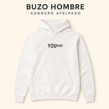 Buzo Canguro Hombre Blanco frisado Afelpado