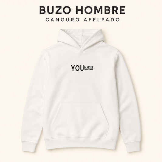Buzo Canguro Hombre Blanco frisado Afelpado