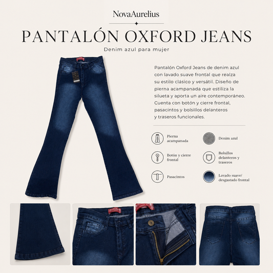 Pantalón Oxford Jean Azul Mujer