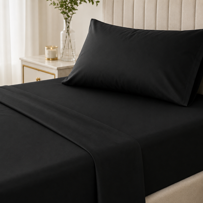 Sábanas Jean Cartier Línea Sense 1 1/2 Plaza Negro – Percal 150 Hilos