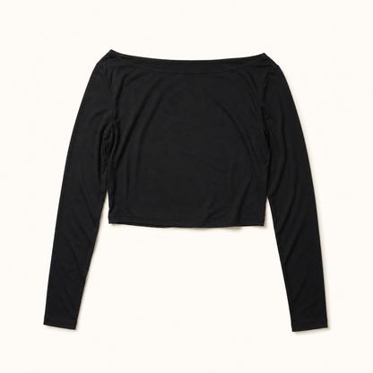 Remera Manga Larga Modal Escote Barco Mujer