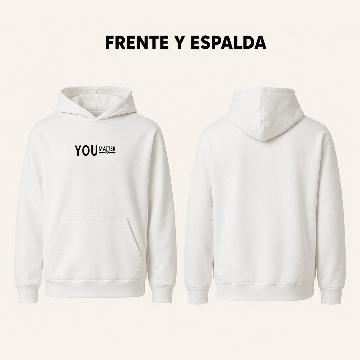 Buzo Canguro Hombre Blanco frisado Afelpado