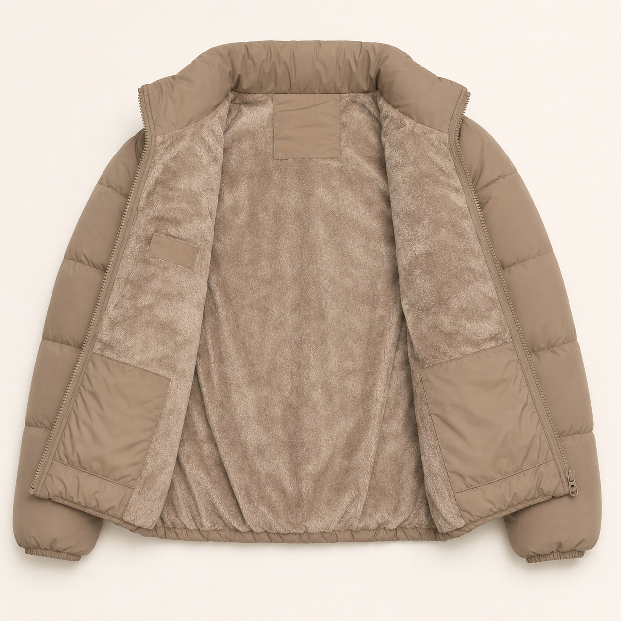 Campera Inflable Mujer Taupe sin Capucha