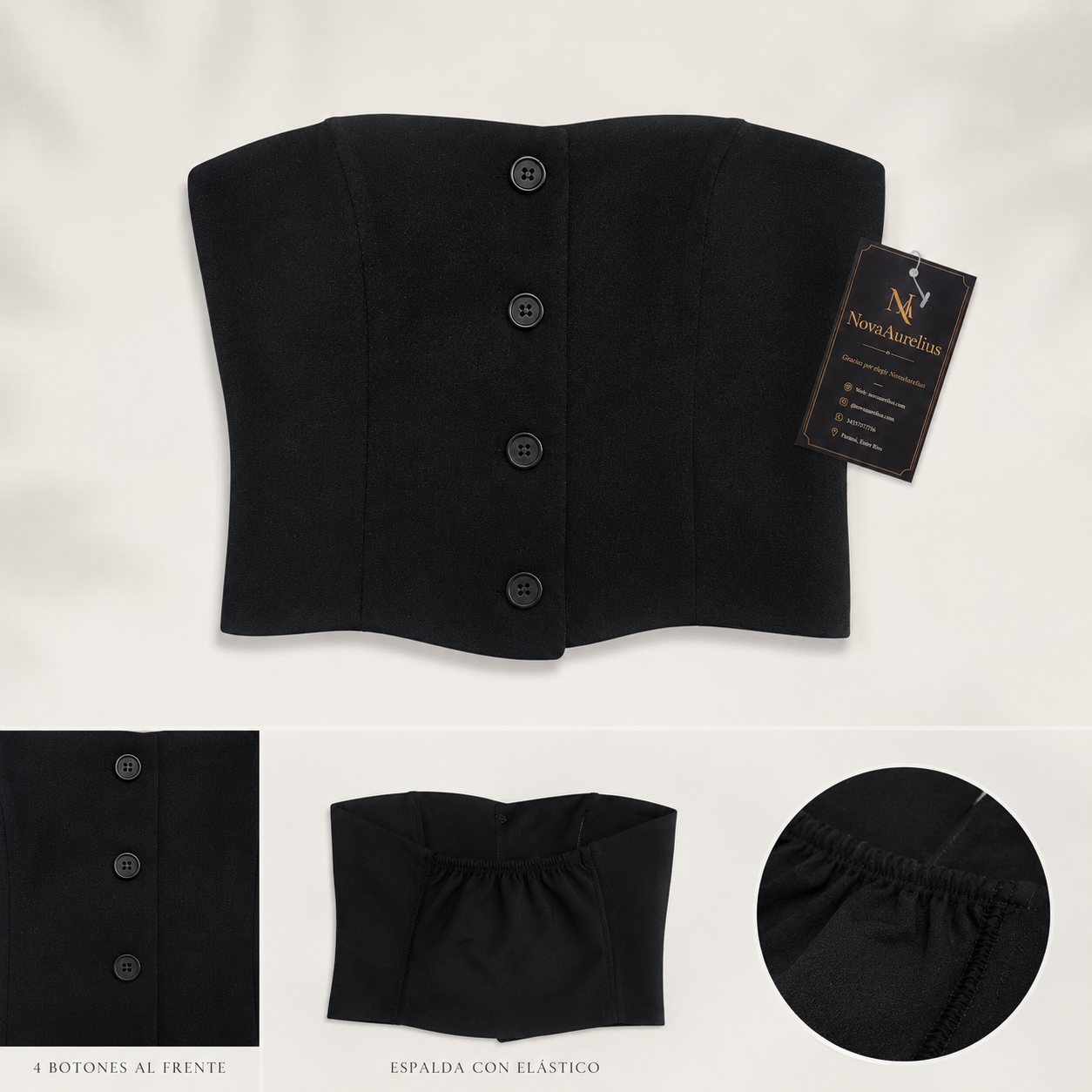 Chaleco Strapless Femenino Negro