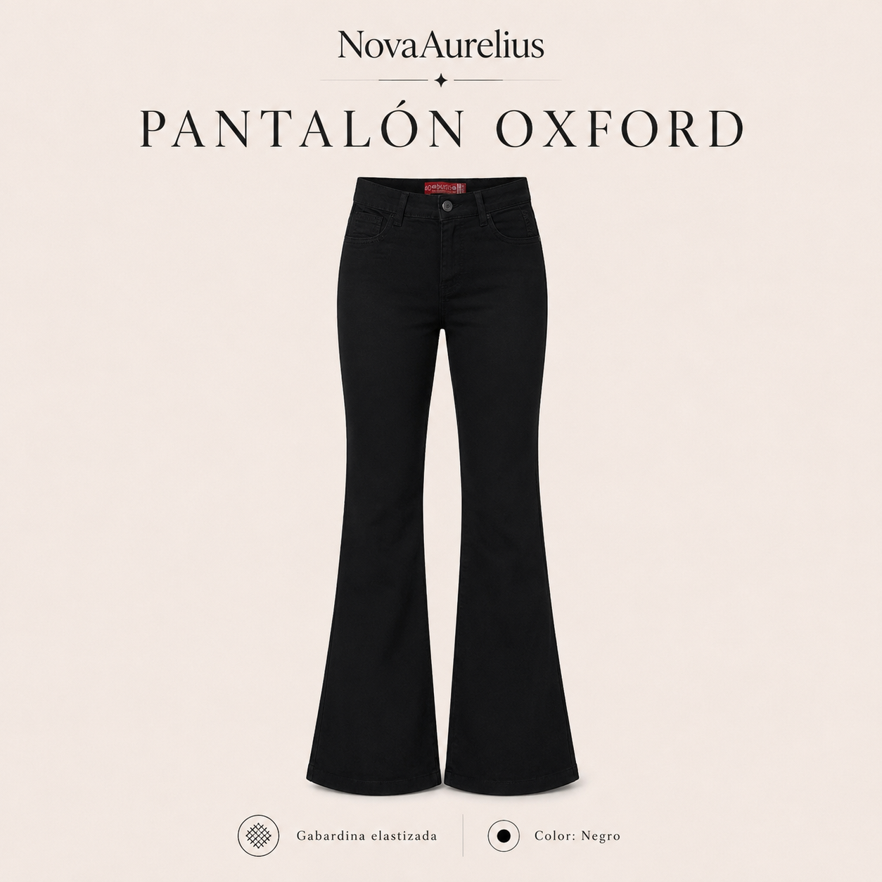 Pantalón Oxford Gabardina Elastizada Negro Mujer
