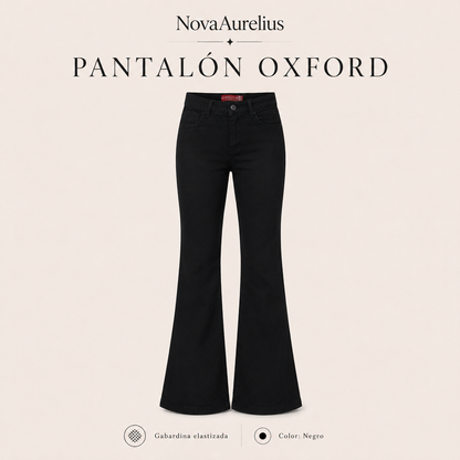 Pantalón Oxford Gabardina Elastizada Negro Mujer