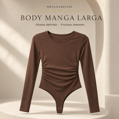 Body Mujer Manga Larga con Frunces Laterales