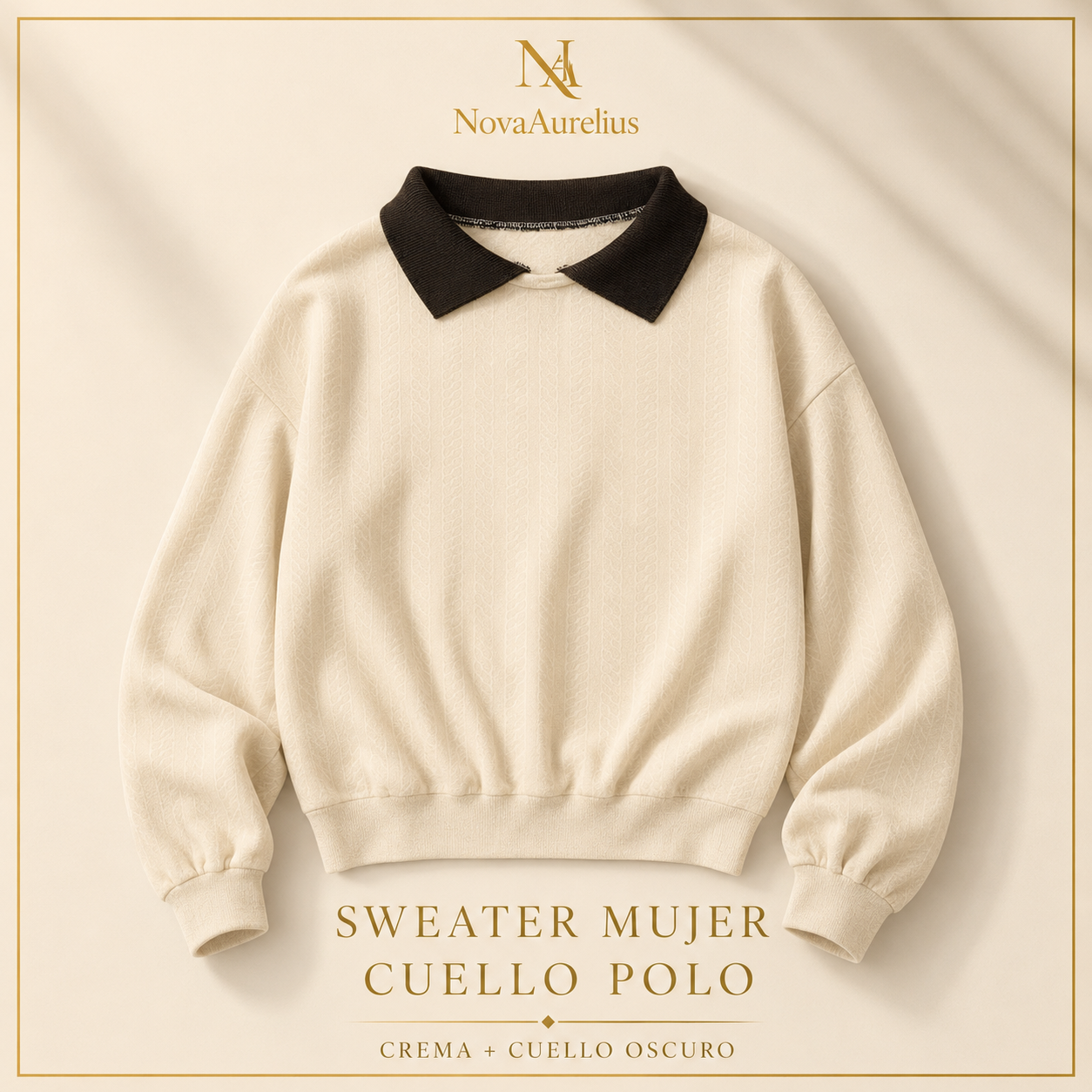 Sweater Mujer Cuello Polo Manga Larga