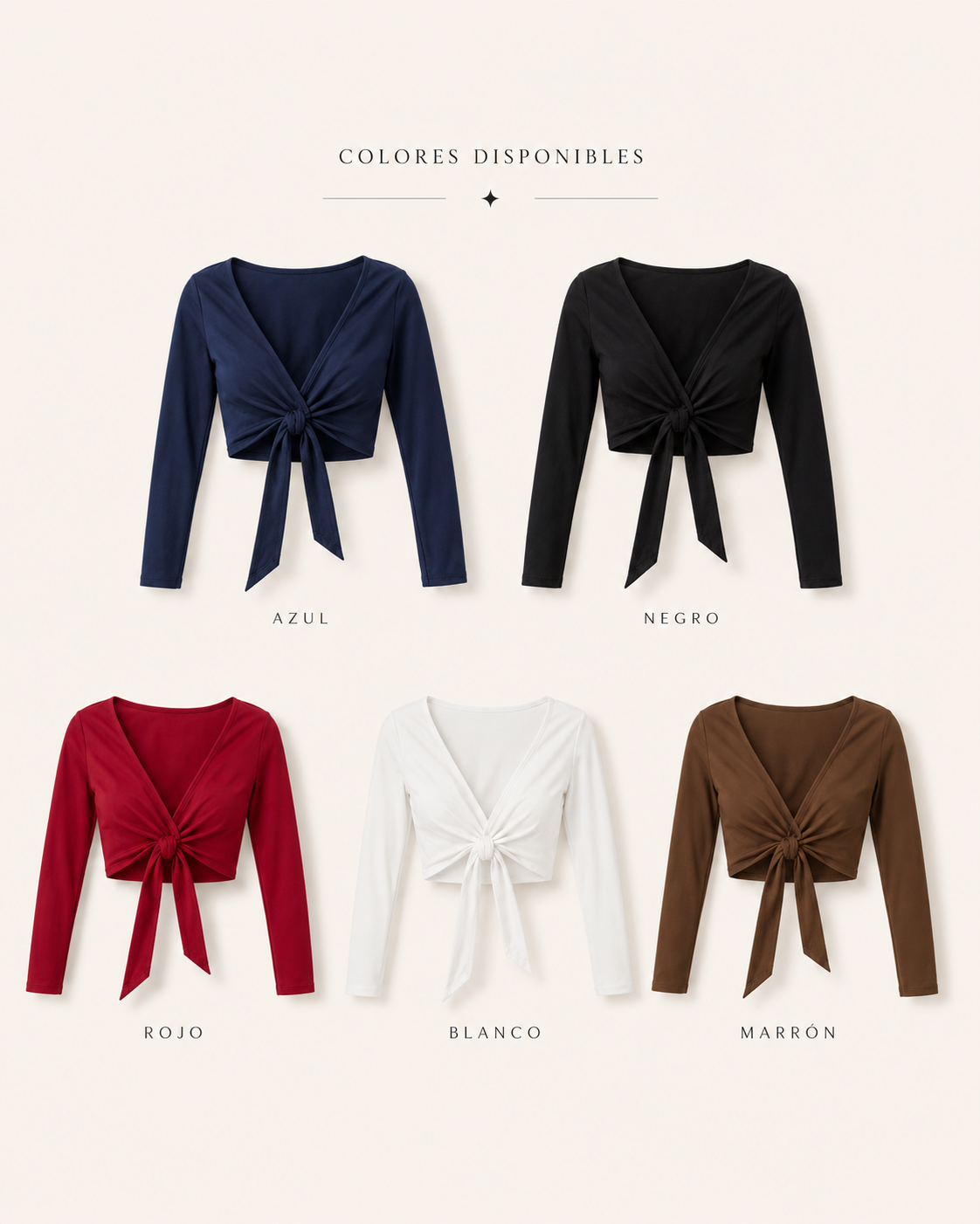 Top Cruzado Dama Talle Único – Azul, Negro, Rojo, Blanco y Marrón