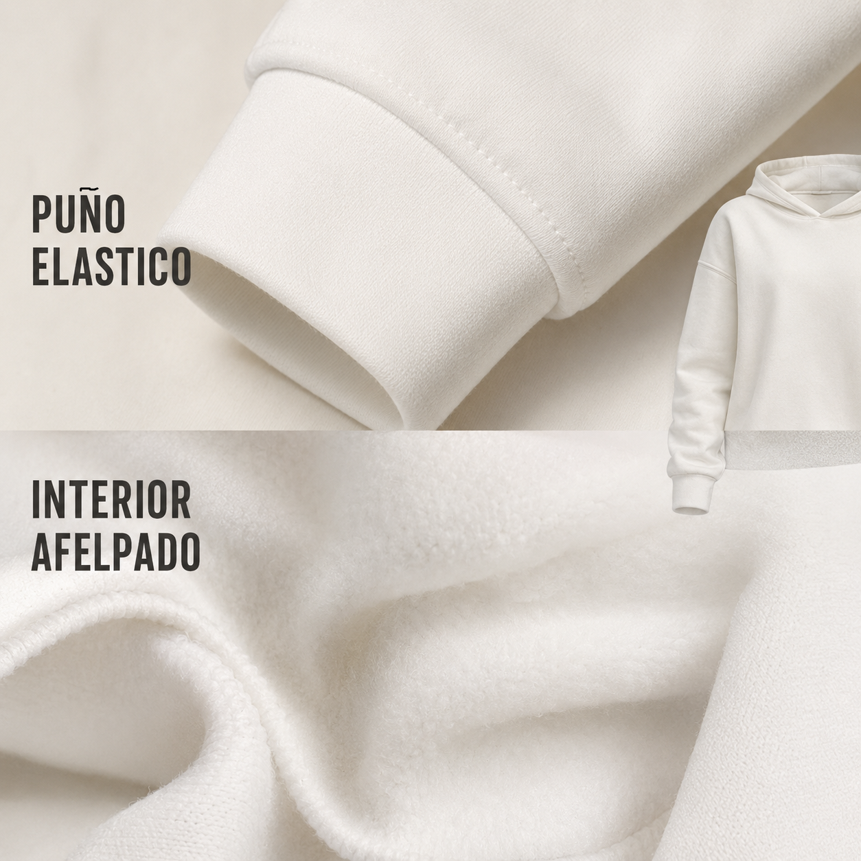 Buzo Canguro Hombre Blanco frisado Afelpado
