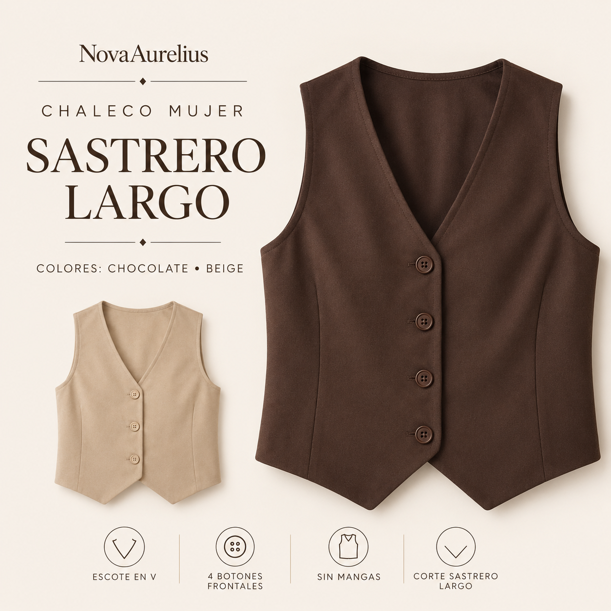 Chaleco Mujer Sastrero Largo