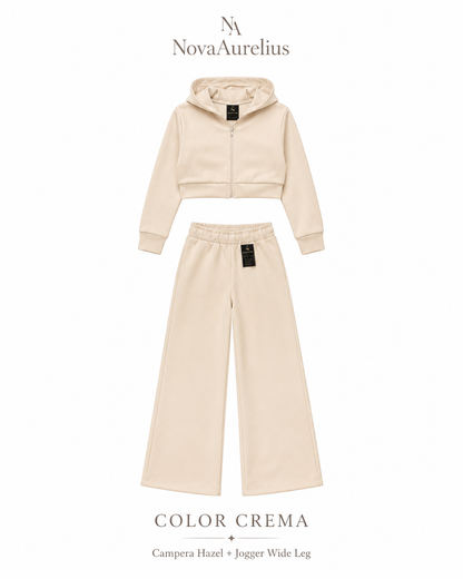 Conjunto Frisado Campera Hazel y Jogger Wide Leg