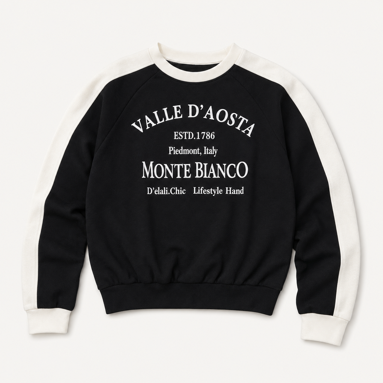Buzo Mujer Cuello Redondo Monte Bianco Negro y Blanco