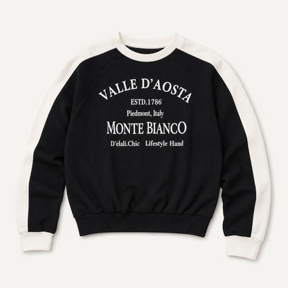 Buzo Mujer Cuello Redondo Monte Bianco Negro y Blanco