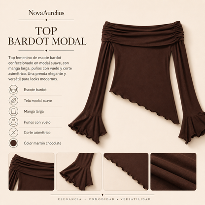 Top Bardot Modal Marrón