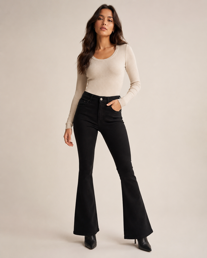 Pantalón Oxford Gabardina Elastizada Negro Mujer