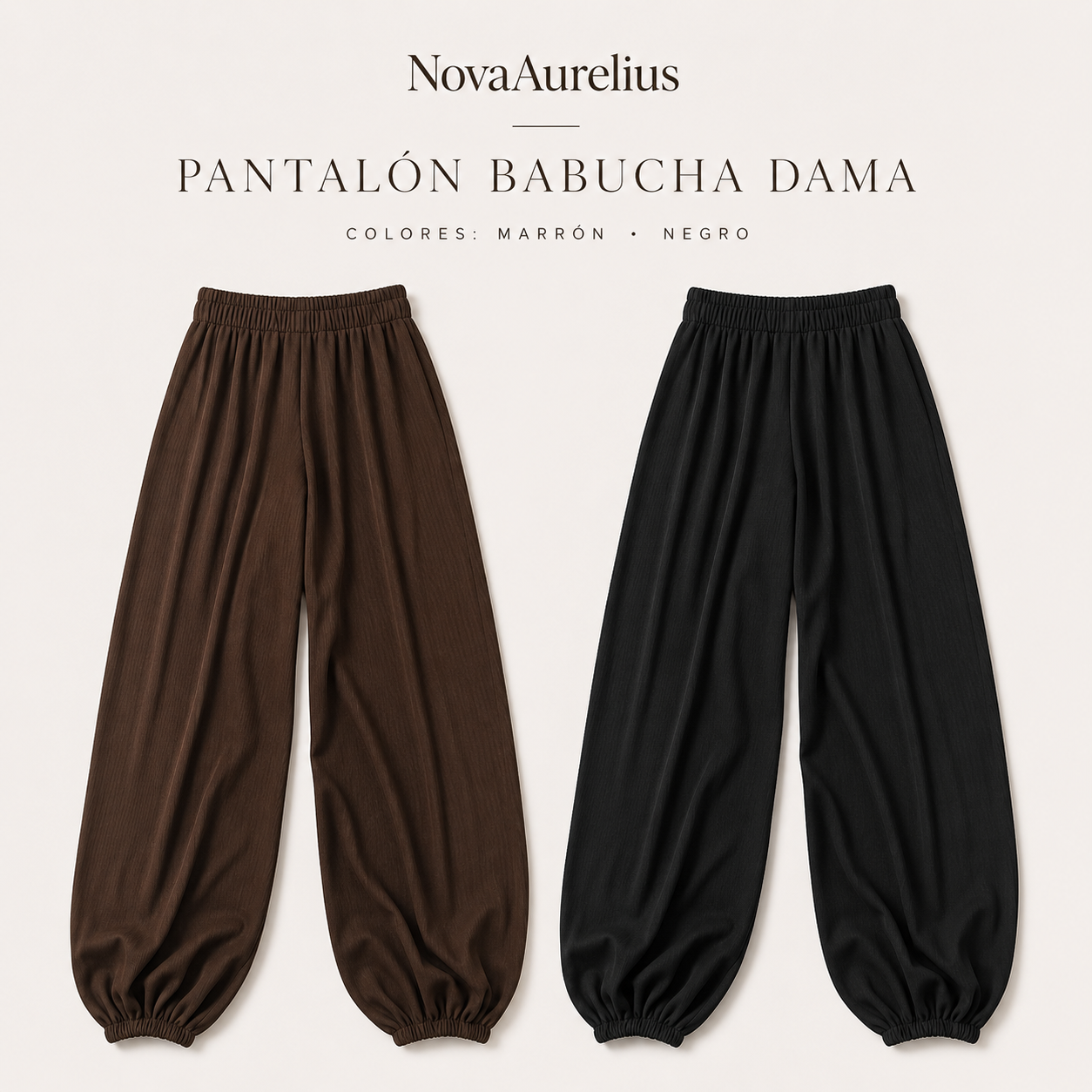 Pantalón Babucha Dama Premium – Marrón y Negro