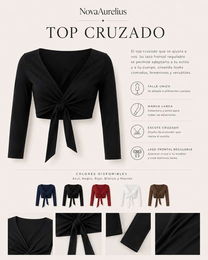 Top Cruzado Dama Talle Único – Azul, Negro, Rojo, Blanco y Marrón