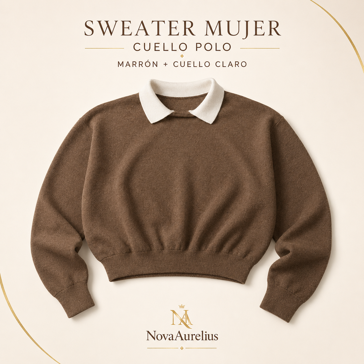 Sweater Mujer Cuello Polo Manga Larga