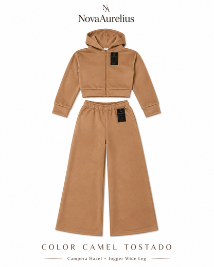 Conjunto Frisado Campera Hazel y Jogger Wide Leg