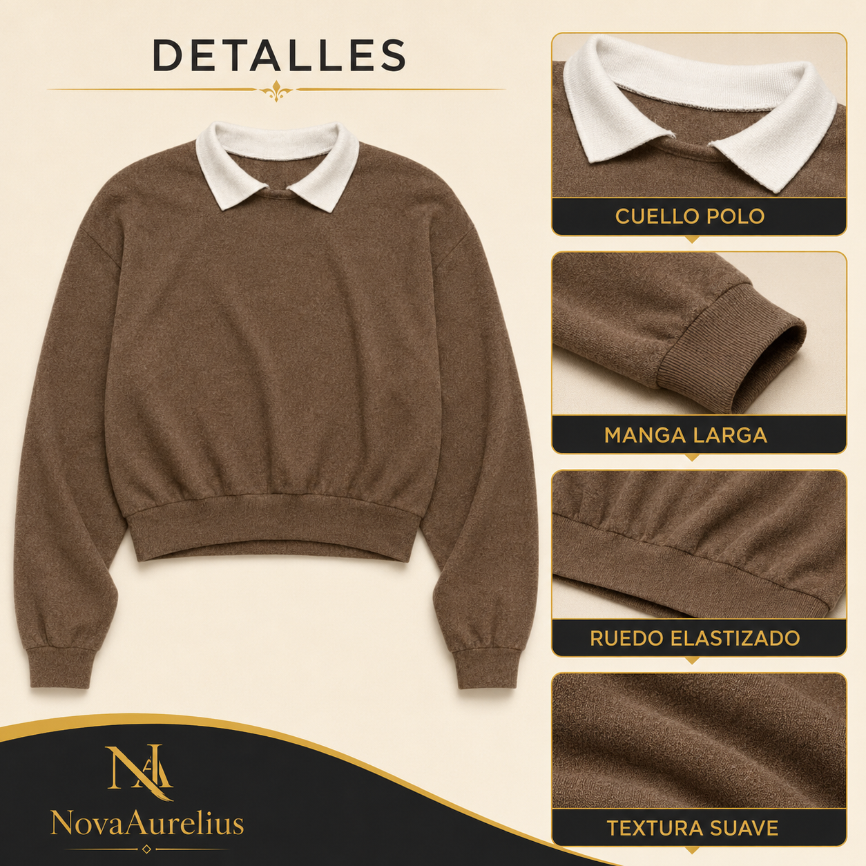 Sweater Mujer Cuello Polo Manga Larga