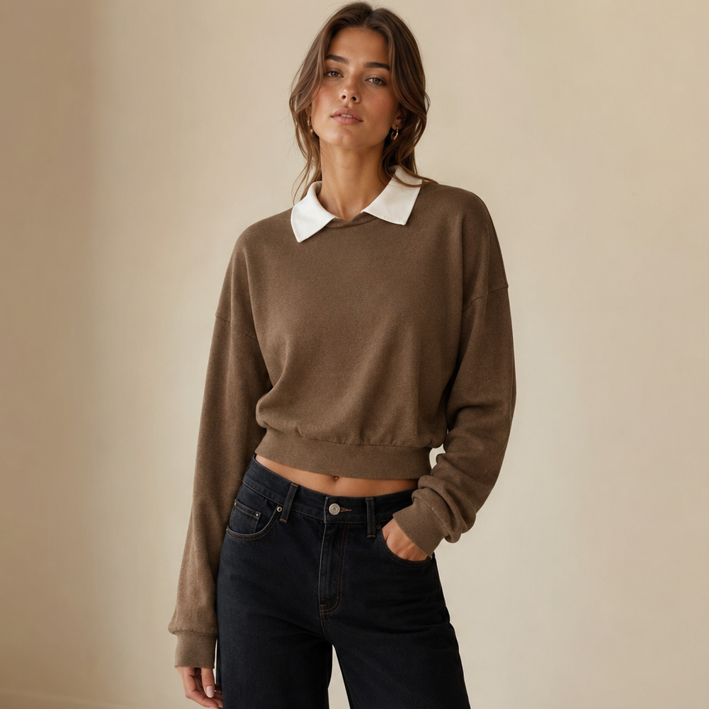 Sweater Mujer Cuello Polo Manga Larga