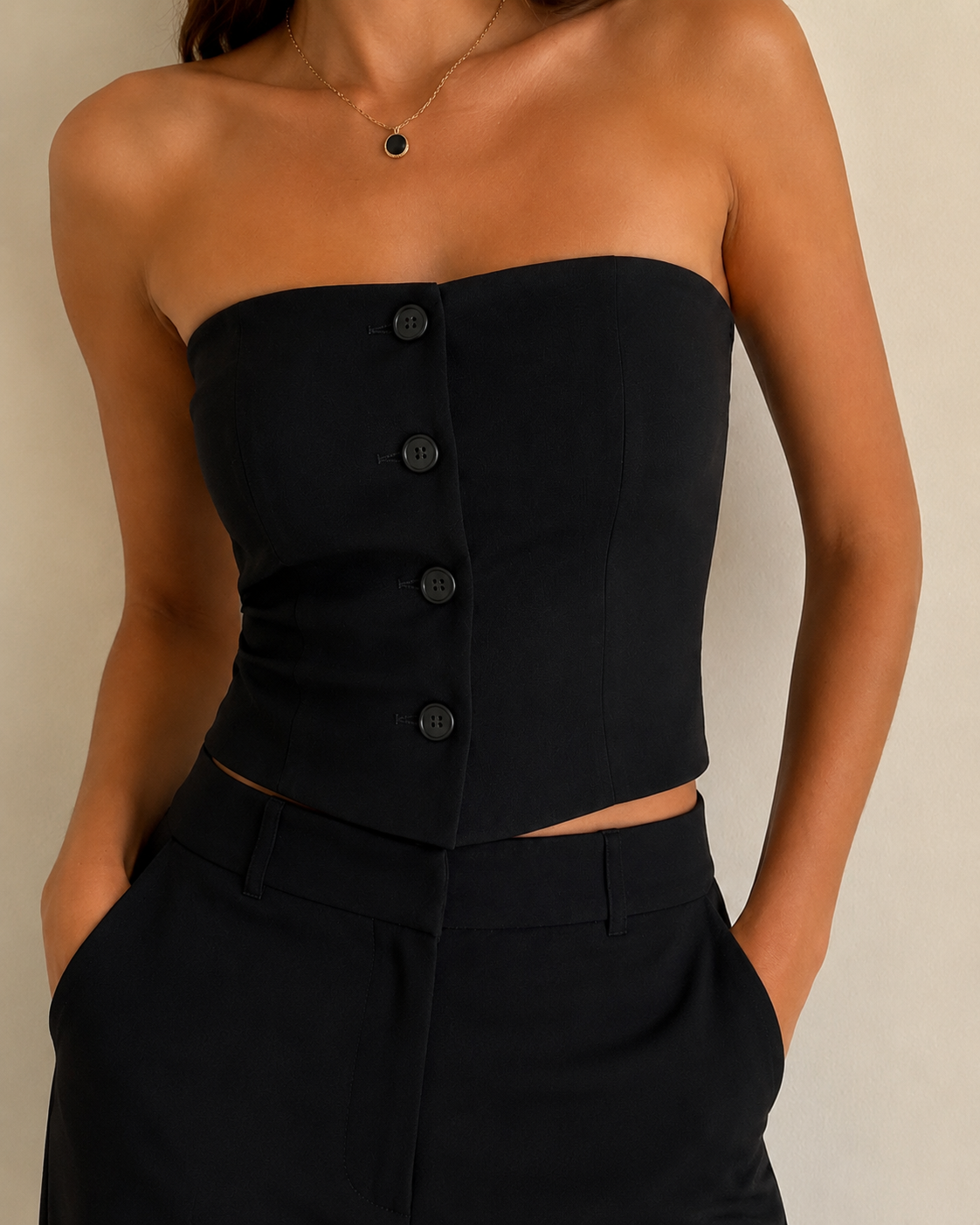 Chaleco Strapless Femenino Negro