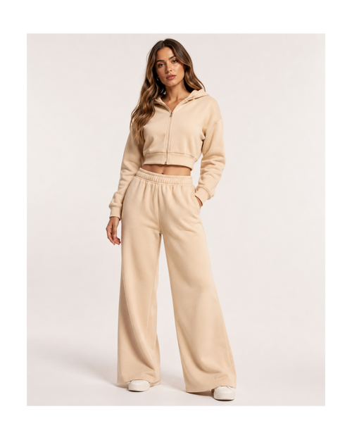 Conjunto Frisado Campera Hazel y Jogger Wide Leg