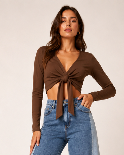 Top Cruzado Dama Talle Único – Azul, Negro, Rojo, Blanco y Marrón