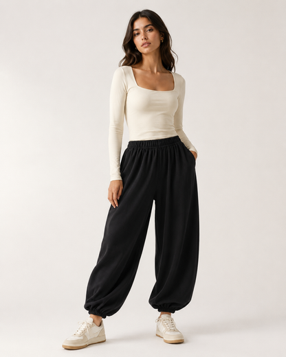 Pantalón Babucha Dama Premium – Marrón y Negro