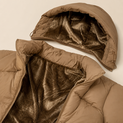Campera Inflable Mujer Tostada con Interior Plush