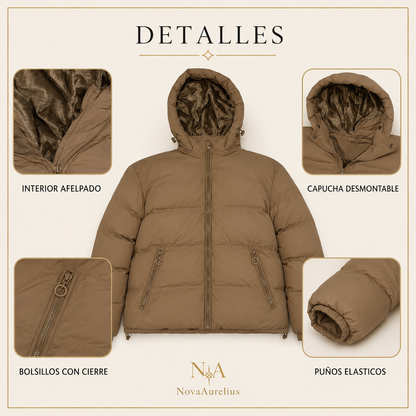 Campera Inflable Mujer Tostada con Interior Plush