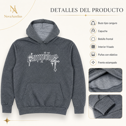 Buzo Hombre Canguro Gris Jaspeado con Capucha